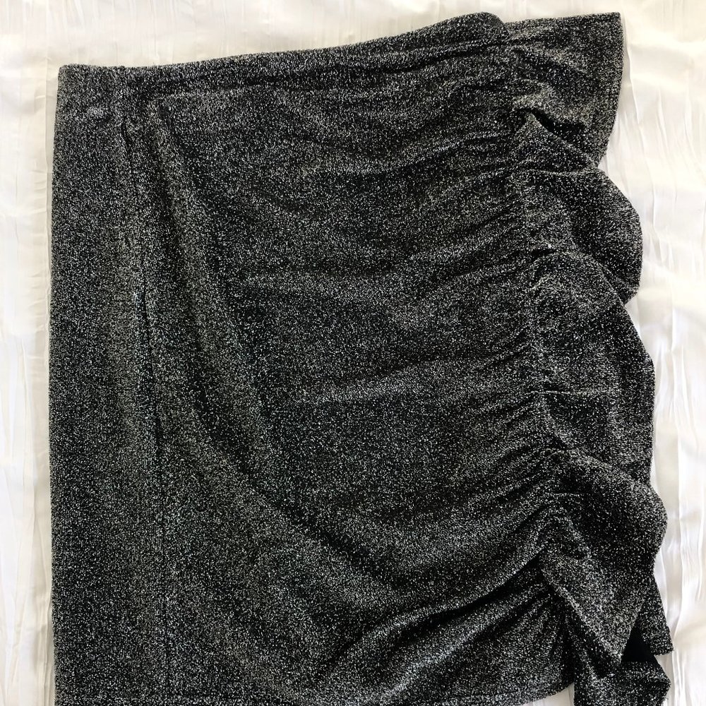 Renvy Black Glitter Mini Skirt